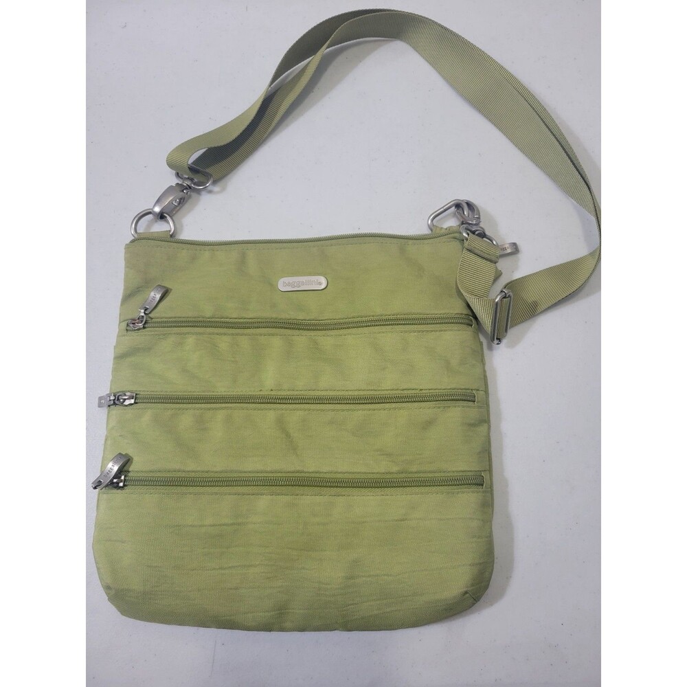 Baggallini Travel Zipper Crossbody Bag With Wristlet Green 10" X 10”